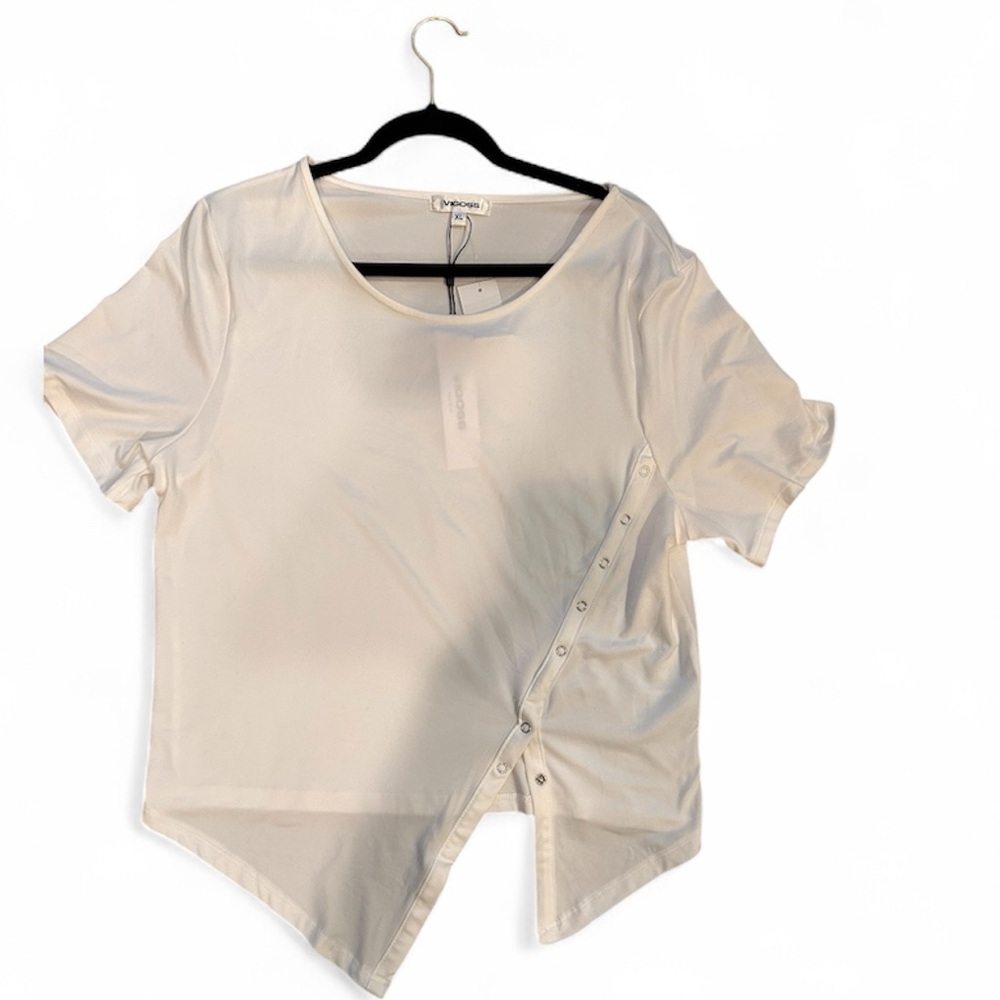 Vigoss asymmetrical white short sleeve T Shirt L or XL